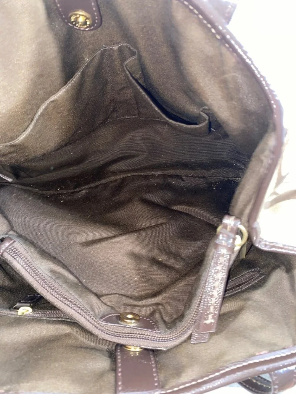 Coach Signature Canvas Tote Bag With Brown Leather Trim & Gold Hardware F21949